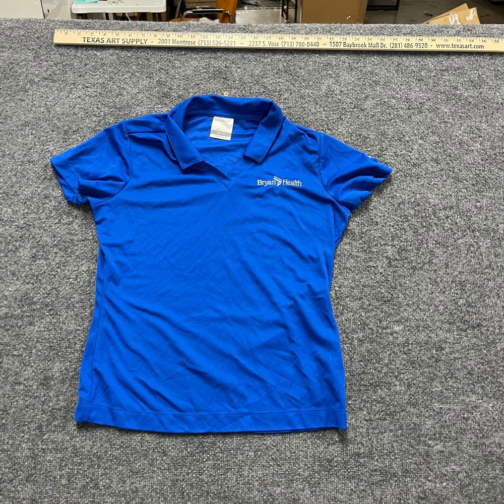 Nike Golf Polo Womens Size M Blue Dri-Fit Bryan Health Short Sleeve Athletic